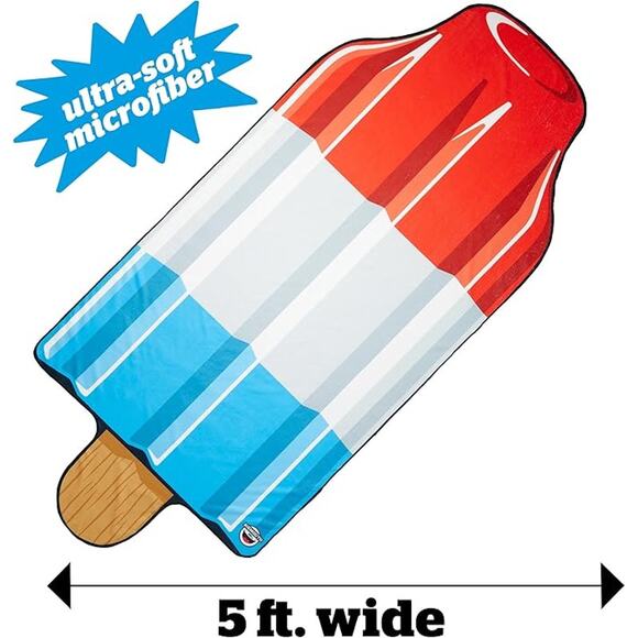 BigMouth Inc Giant Beach Blanket Bomb Pop Beach Blanket Red White Blue - Picture 2 of 4